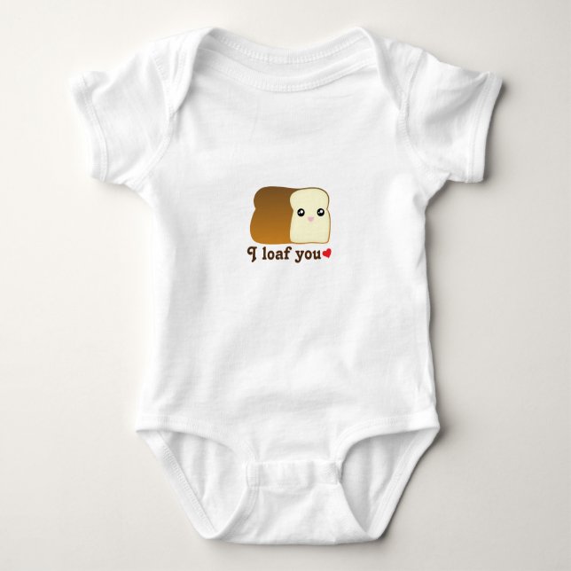 I Loaf you Kawaii Brot Food Pub Cartoon Unisex Baby Strampler (Vorderseite)