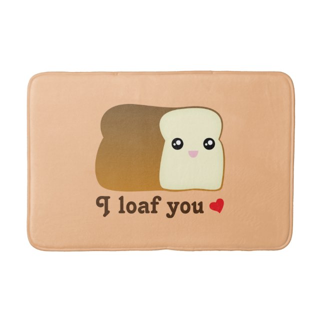 I Loaf You Kawaii Brot Funny Cartoon Food Puff Badematte (Vorderseite)
