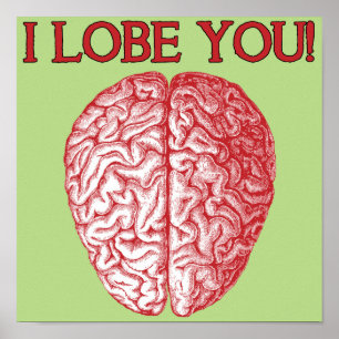 I Lobe You Geek Nerd Liebe Funny Poster Sign