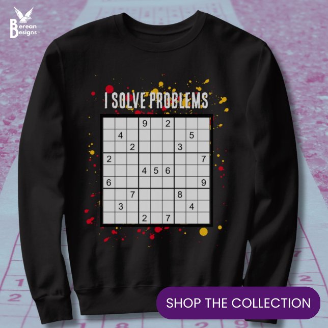 I Löse Probleme SUDOKU Sweatshirt (Fun SUDOKU sweatshirt with colorful paint splash effect. Ideal gift for Sudoku lovers)