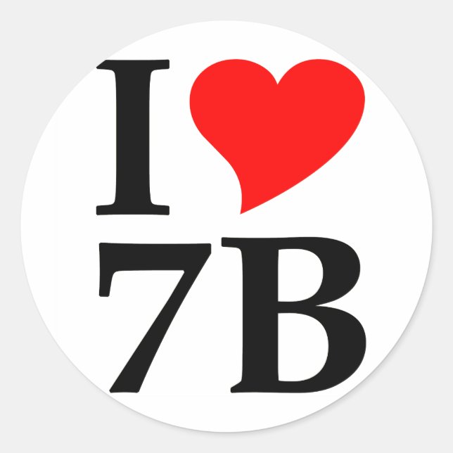 I love 7B Runder Aufkleber (Vorderseite)