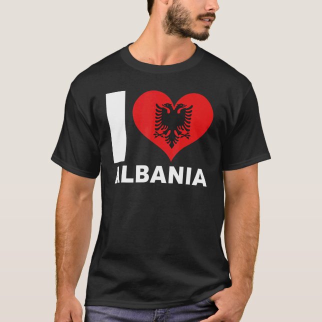I Love Albania  Heart Flag Albania T-Shirt (Vorderseite)