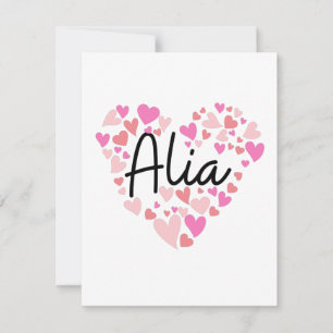 I love Alia - hearts for Alia Dankeskarte