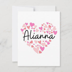 I love Alianna - hearts for Alianna Dankeskarte