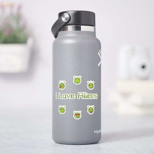 I Love Aliens Aufkleber (HydroFlask)
