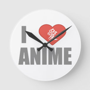 I love Anime Runde Wanduhr