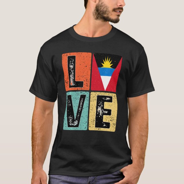 I Love Antigua And Barbuda Flag For Antiguan Barbu T-Shirt (Vorderseite)