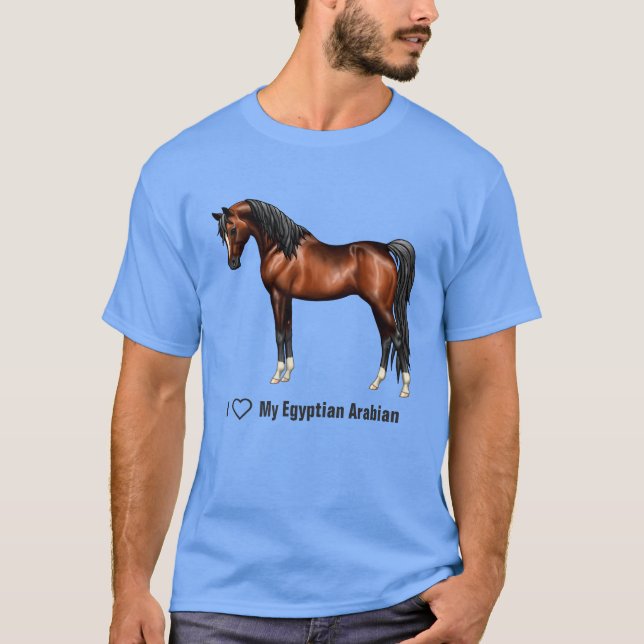 I Love Arabians Dark Bay Horse T-Shirt (Vorderseite)