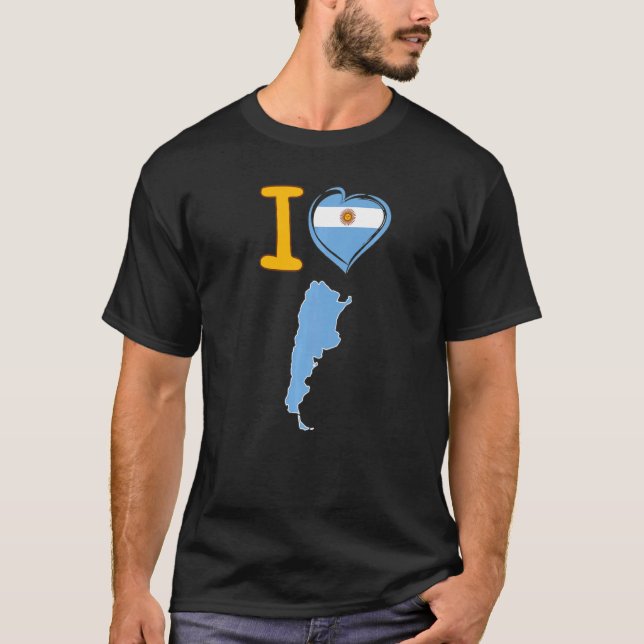 I love Argentina Argentinian flag in shape of a he T-Shirt (Vorderseite)