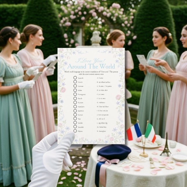 I love around the world Floral Bridal Shower Game  Einladung (I love around the world Floral Bridal Shower Game)