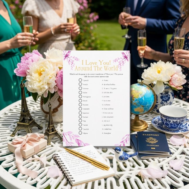 I love around the world Pink Bridal shower game Einladung (I love around the world Pink Bridal shower game)