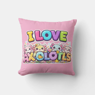 I Love Axolotls Kawaii Cushion Pillow Kissen