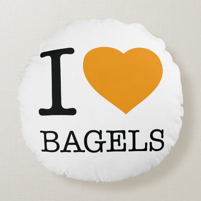 I LOVE BAGELS RUNDES KISSEN (Vorderseite)