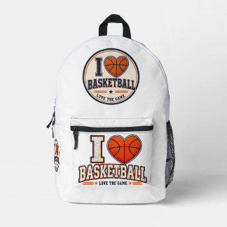 I Love Basketball Player & Fan Sports Design Bedruckter Rucksack