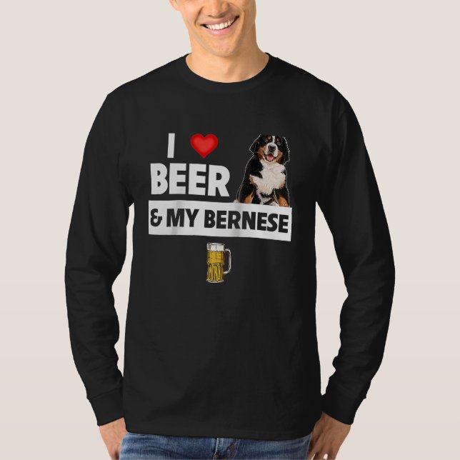 I Love Beer and My Bernese Mountain Dog Mom Dad Dr T-Shirt (Vorderseite)