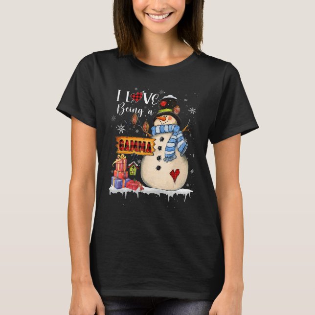 I Love Being A Gamma Snowman Xmas Santa Family Chr T-Shirt (Vorderseite)