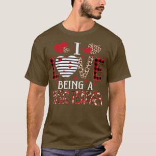 I Love Being A Music Teacher Red Plaid Hearts Vale T-Shirt