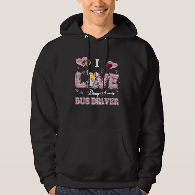 I Love Being Bus Driver Easter Gnome Job Title Hoodie (Vorderseite)