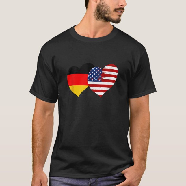 I Love Berlin I Love USA Cool Germany USA Flag Hea T-Shirt (Vorderseite)