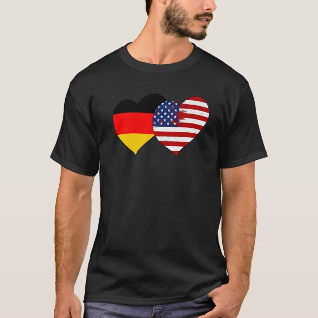 I Love Berlin I Love USA Cool Germany USA Flag Hea T-Shirt (Vorderseite)