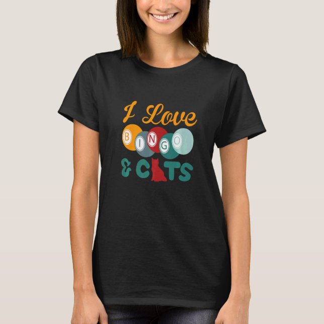 I Love Bingo and Cats Cute Animal Bingo  5 T-Shirt (Vorderseite)