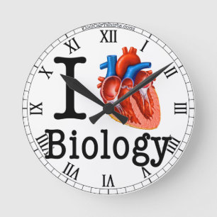 I Love Biology Runde Wanduhr
