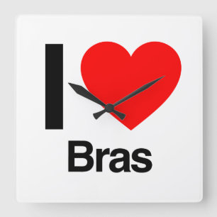i love bras quadratische wanduhr