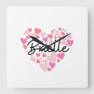 I love Brielle Quadratische Wanduhr