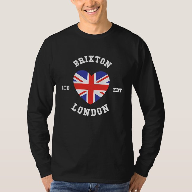 I Love BRIXTON London Heart Flag Badge T-Shirt (Vorderseite)
