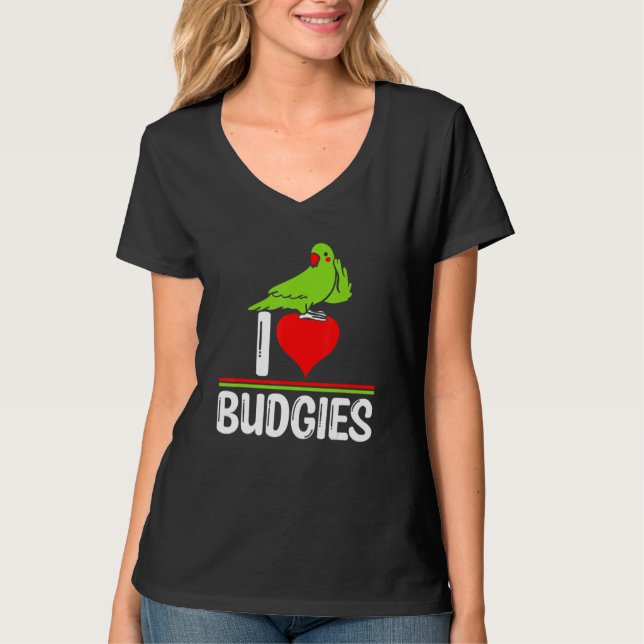 I Love Budgies   Cute Bird Meme Parrot Mom Dad T-Shirt (Vorderseite)