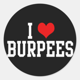 I Love Burpees Runder Aufkleber