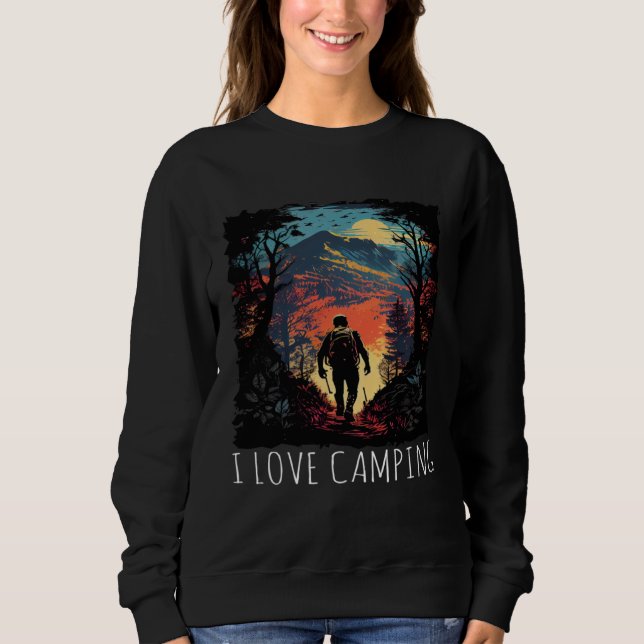 I Love Camping hiking camping retro Sweatshirt (Vorderseite)