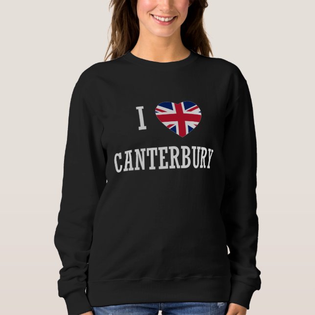 I Love Canterbury England Union Jack Flag Heart En Sweatshirt (Vorderseite)