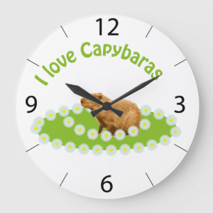 I love Capybaras Große Wanduhr