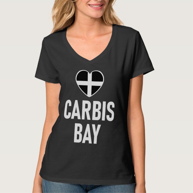 I Love Carbis Bay Cornwall Flag Heart Saint Piran  T-Shirt (Vorderseite)