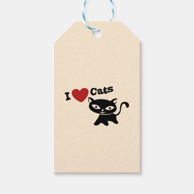 I Love Cat Geschenkanhänger (Vorderseite)