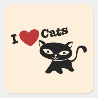 I Love Cat Quadratischer Aufkleber