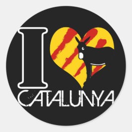 I Love Catalunya Runder Aufkleber