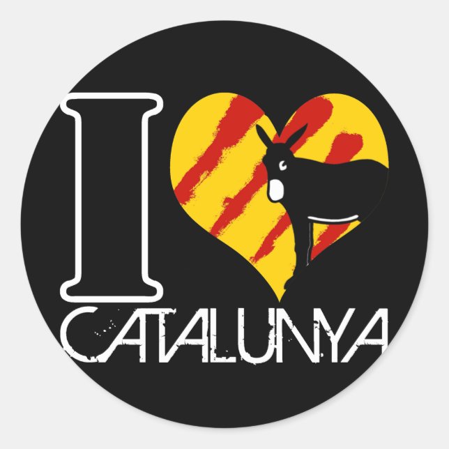I Love Catalunya Runder Aufkleber (Vorderseite)