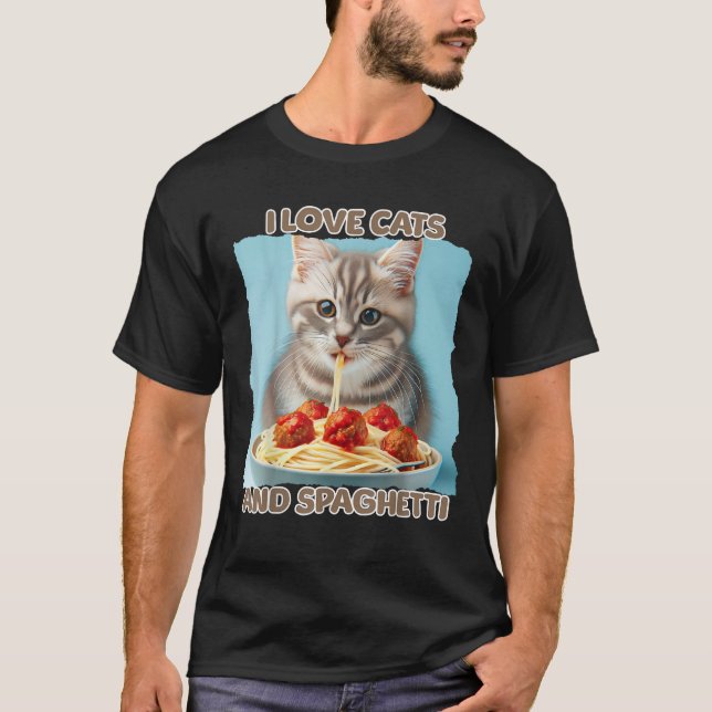 I Love Cats And Spaghetti Kids Kitty Mama Cute Tab T-Shirt (Vorderseite)