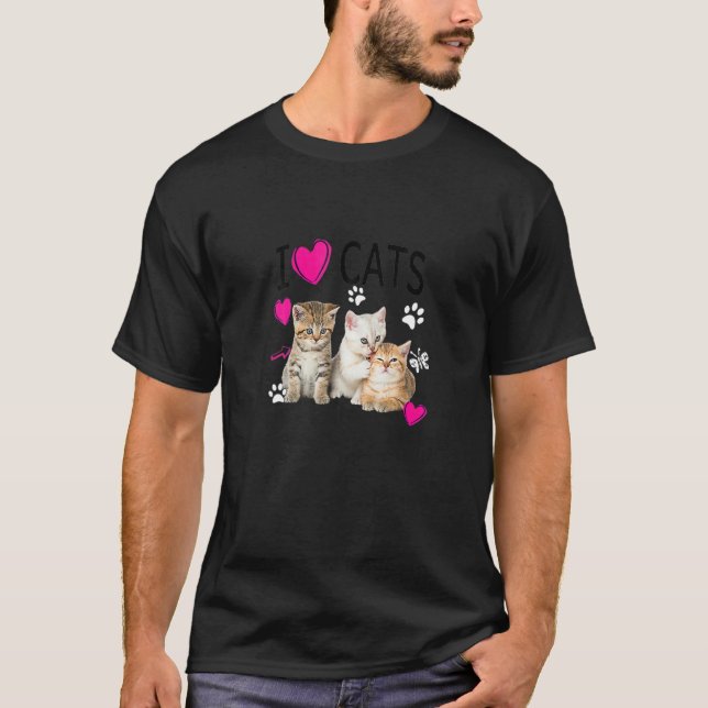I Love Cats Cat  Ee I Love Kittens T-Shirt (Vorderseite)