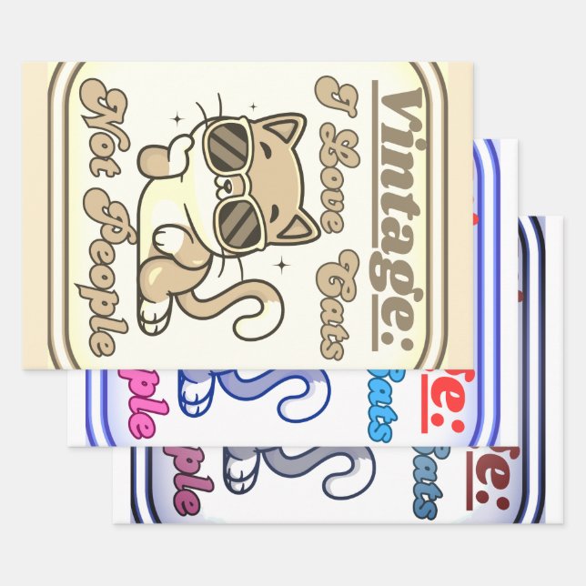 I Love Cats,Not People  Geschenkpapier Set (Set)