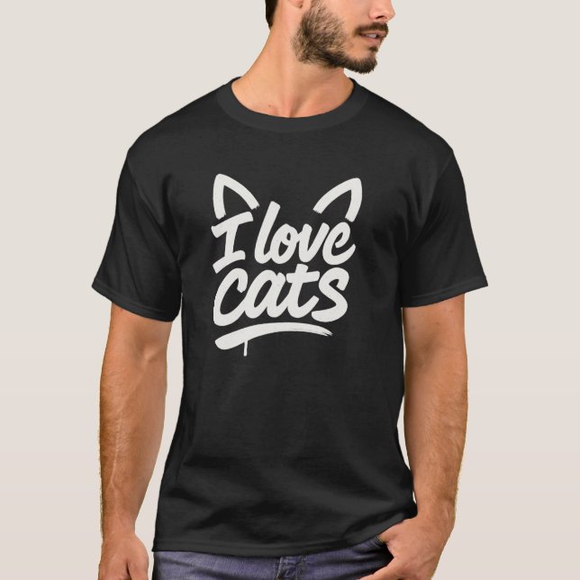 I love cats T-shirt Black (Vorderseite)