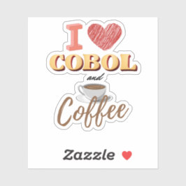 I Love Cobol Programming and Coffee Sticker