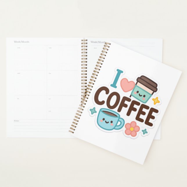 I Love Coffee Cute Kawaii Sticker – Adorable Coffe Planer (Anzeige)