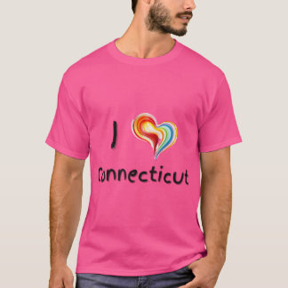 I Love Connecticut with a Colorful Swirling Heart  T-Shirt