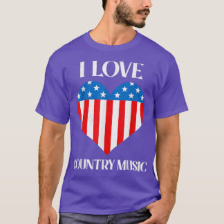 I Love Country Music Retro Vintage Guitar American T-Shirt