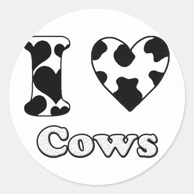 I love cows runder aufkleber (Vorderseite)