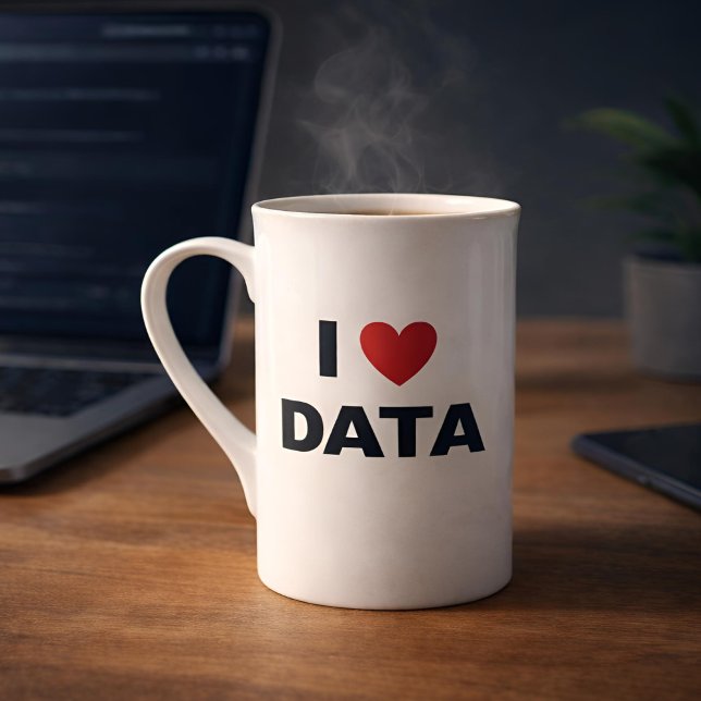 I Love Data Bone China Mug | Geek Coffee Cup Prozellantasse (Product Shot)