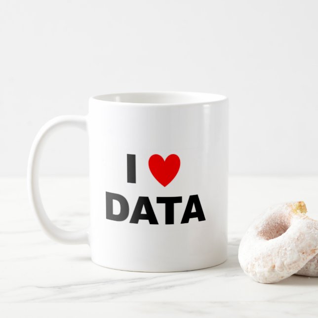 I Love Data Mug | Geek Coffee Cup Kaffeetasse (Mit Donut)